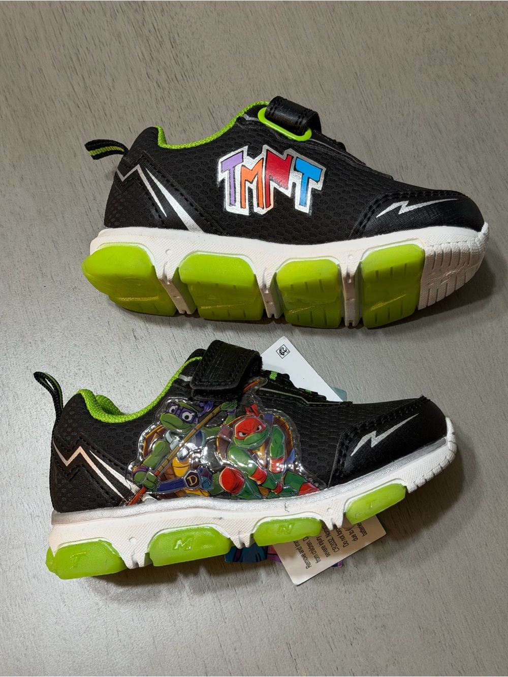 Kids Black & Lime Ninja Turtle Light-Up Sneakers